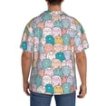thumbnail image 3 of Uemuo Colorful Cute Pig Pattern Cotton Linen Short Sleeve Shirts,Casual Lightweight Button Down Shirts,Vacation Beach Summer Tops-Small, 3 of 7