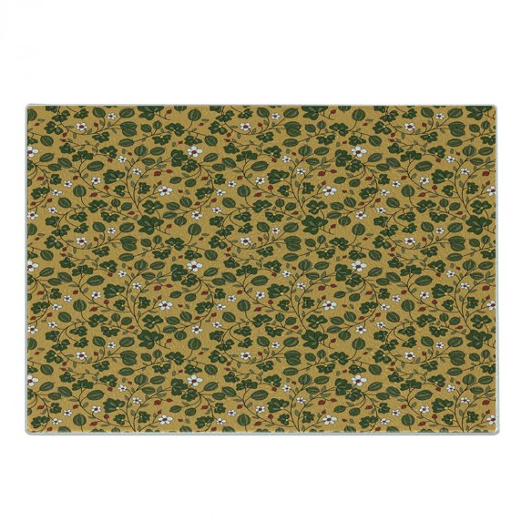 Floral Cutting Board, Mother Nature Flourishing Daisy Field Botany Foliage Growth Seasonal Print, Decorative Tempered Glass Cutting and Serving Board, Small Size, Apricot Hunter Green, by Ambesonne