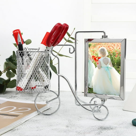 Picture Frame,Unique Bicycle Shape Metal Photo Frame Pen Holder Optimal Efficiency