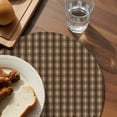 thumbnail image 3 of Brown Black Plaid Round 15 Inch Placemats Set of 6, Vintage Rustic Star Buffalo Check HeatResistant Non Slip Place Mats for Dining Table, Wipeable Braided Kitchen Table Mats for Housewarming, 3 of 9