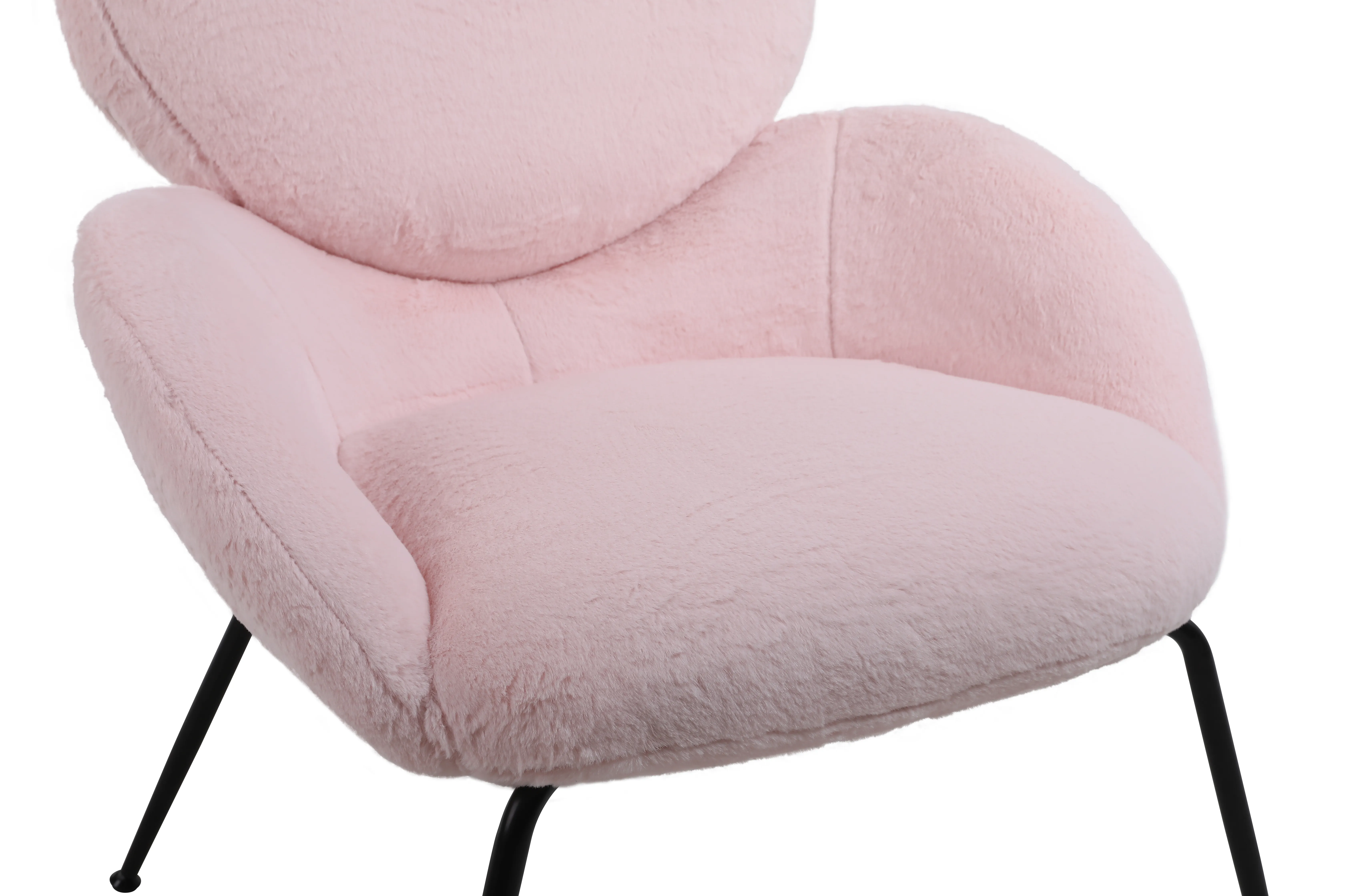 Kadyn Modern Sherpa Armchair with Black Metal Legs, Comfy and Soft Chairs for Bedroom, Pink Kadyn Modern Sherpa Armchair with Black Metal Legs, Comfy and Soft Chairs for Bedroom, Pink