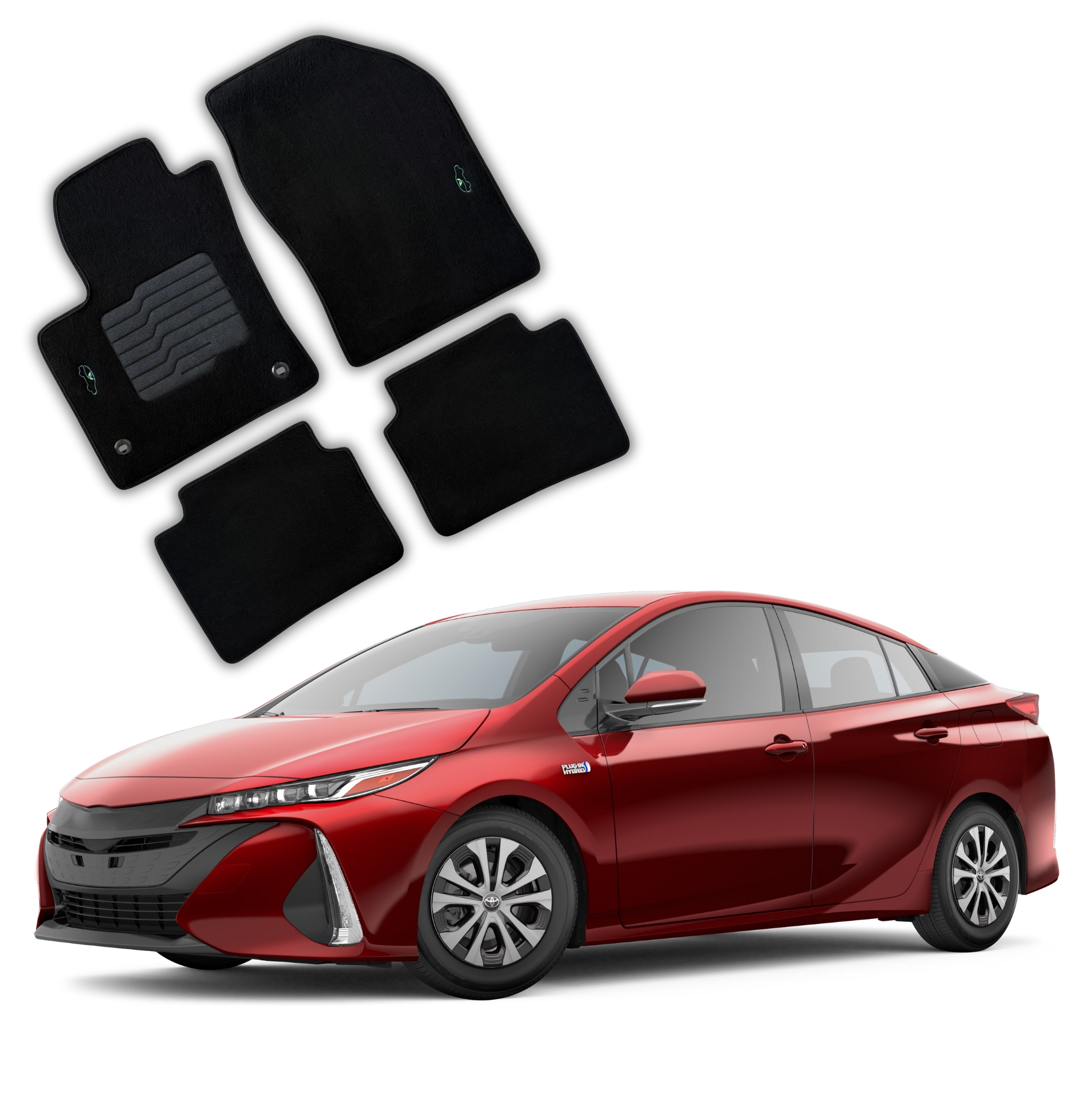 ecoMats Carpet Floor Mats Fit for 2016 to 2022 Toyota Prius / 2017 to 2022 Prius Prime, with Anti Slip Driver Heel Pad and Safety Locks, Black