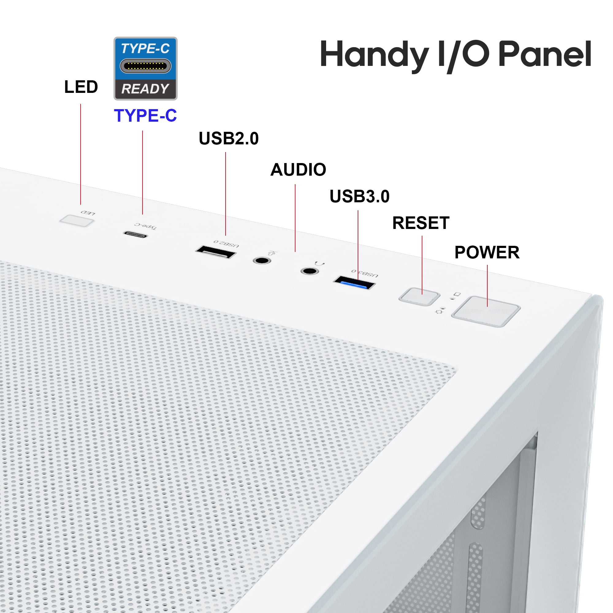 Vetroo AL900 ATX Computer PC Case 270° Full View Tempered Glass, Pre-Installed ARGB & PWM FDB Fan in Rear, Support up to 360mm Radiator and 10 Fans, Type-C Ready, Support for 40 Series GPUs - White