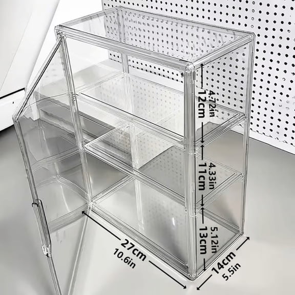 3 Tier Clear Acrylic Display Case with Magnetic Door, Heavy Duty Transparent Display Cabinet for Collectibles, Retail Store, Home Office, Countertop Organizer – No Assembly Required