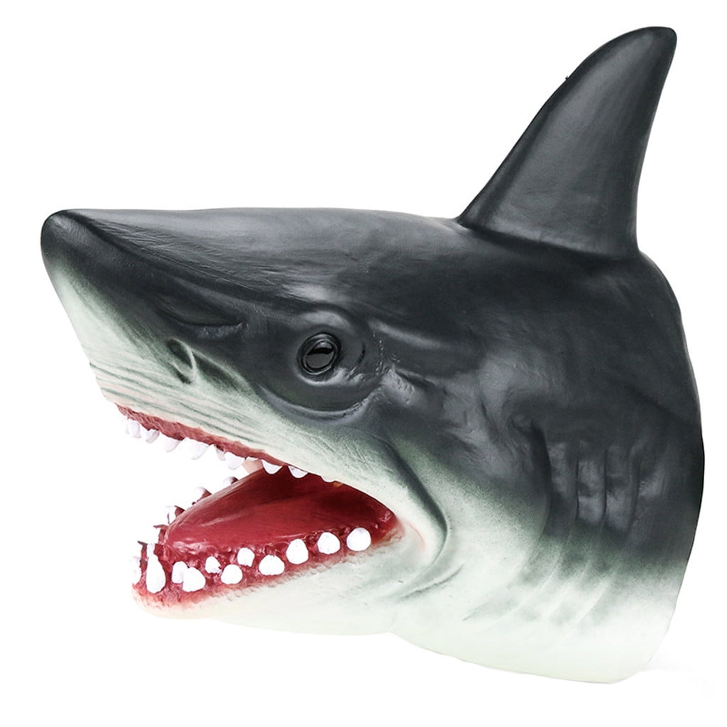 Shark Hand Puppet Toys,Soft Rubber Realistic Sea Animal Shark Head,7 Inch 