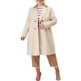 thumbnail image 2 of Abrigo de invierno de doble botonadura con solapa de muesca para mujeres de tallas grandes Agnes Orinda, con bolsillos, 2X color crema blanco, 2 of 7