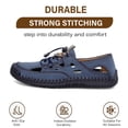 thumbnail image 3 of Mens Sandals Leather Casual Closed Toe Beach Fisherman Shoes Outdoor Summer Sports Breathable Walking Shoes Blue 9.5 US, 3 of 7