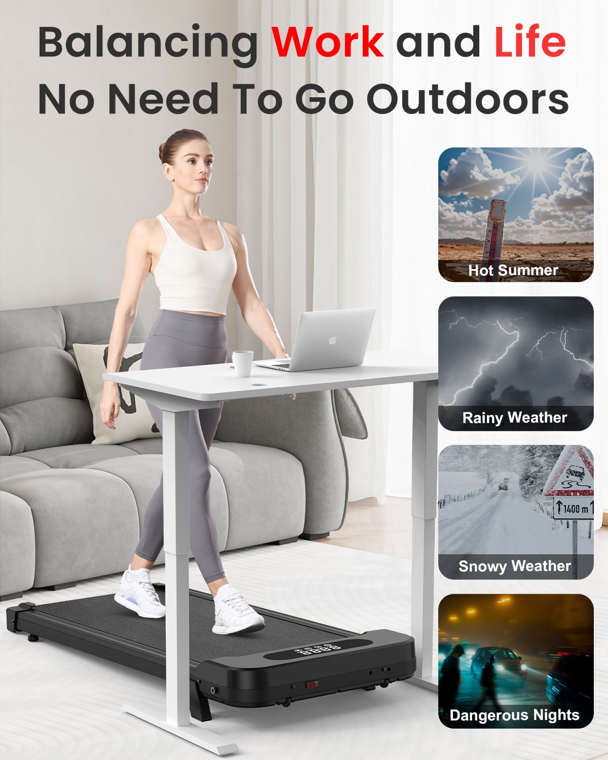 AQUVII Incline Walking Pad, 4 in 1 Under Desk Treadmill with Remote Control and LED Display, Compact Treadmill for Home & Office, Black