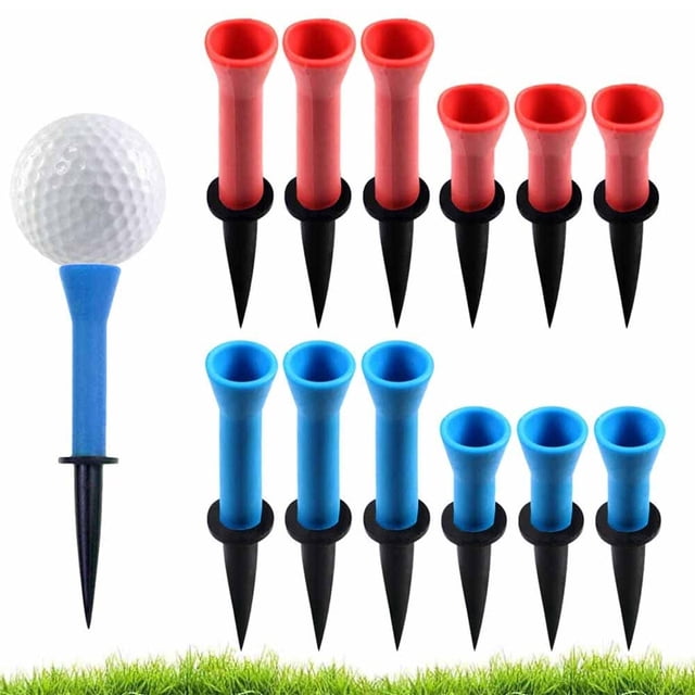VONKY Pack de 12 Tees de Golf Balle en Plastique Support Stable Portable Réutilisables à l'Intérieur de Golf en Plein Air Pratique Accessoires Apprenants 6Pcs Rouge + 6Pcs Bleu 76mm