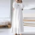 thumbnail image 2 of ZANZEA Womens O-Neck Puff Long Sleeve Muslim Abaya Casual Loose Kaftan Long Dress With Belted, 2 of 4