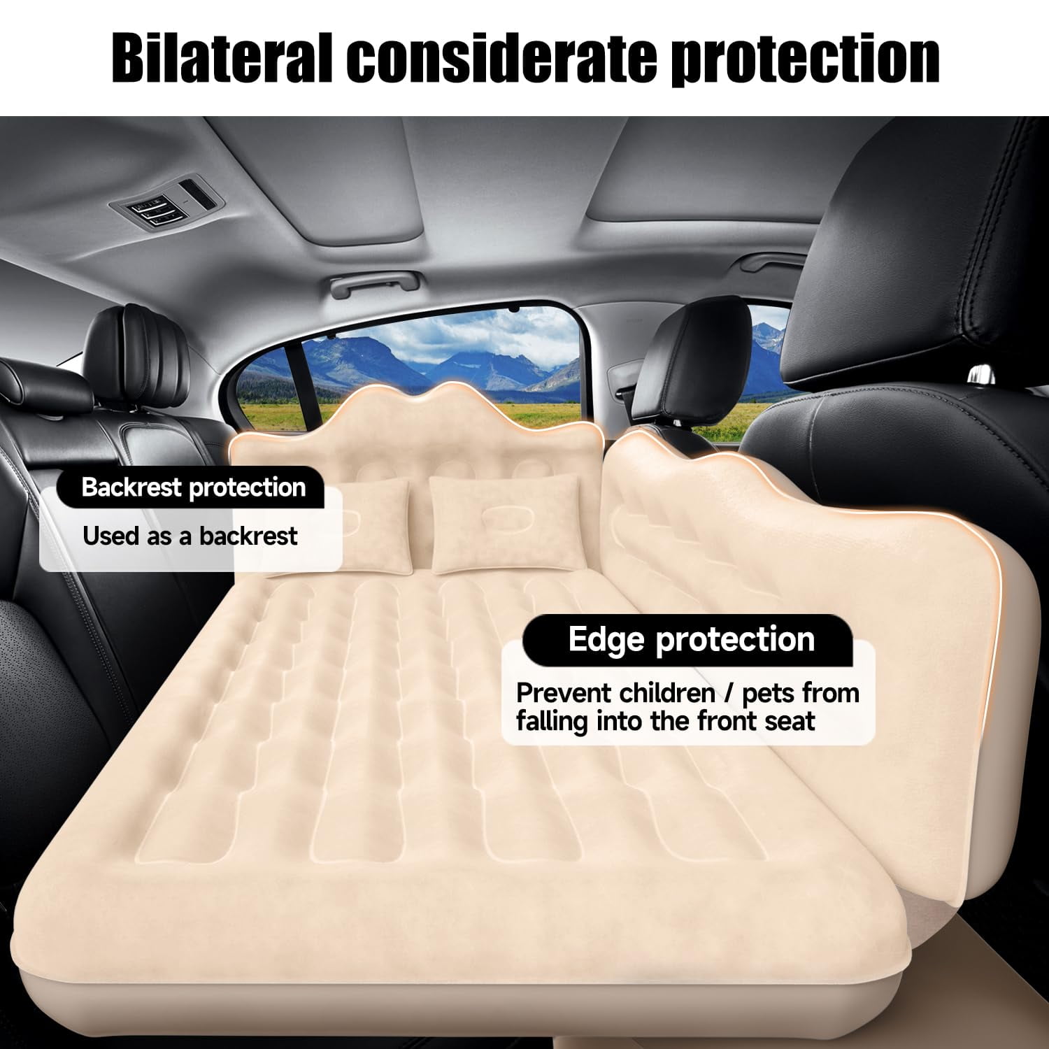 Backseat Car Air Mattress, Inflatable AirBed for SUV Back Seat Trunk Sleeping, Van Rear Seat Camping Sleeping Bed with Electric Air Pump