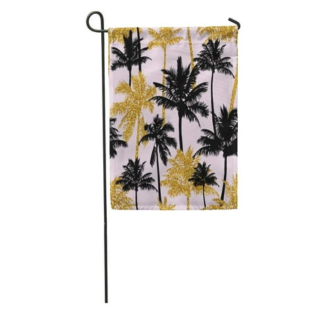 Botanic Garden Tower - KDAGR Beach and Black Palm Trees on Pink Perfect Botanic Effect Garden Flag Decorative Flag House Banner 12x18 inch