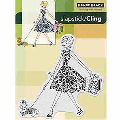 New Penny Black LULU ON THE MOON Slapstick Cling Stamps Girl Child Dog Stars 
