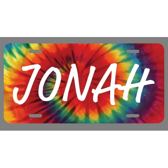 Jonah Name Tie Dye Style License Plate Tag Vanity Novelty Metal | UV Printed Metal | 6-Inches By 12-Inches | Car Truck RV Trailer Wall Shop Man Cave | NP1754