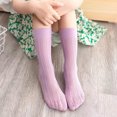 thumbnail image 4 of LYMAYTER Girls Cotton Mid-Calf Socks 3 Pairs for Kids Baby Spring Solid Colours Calf Socks Toddler Casual Stacked Socks for 3-12 Years, 4 of 10