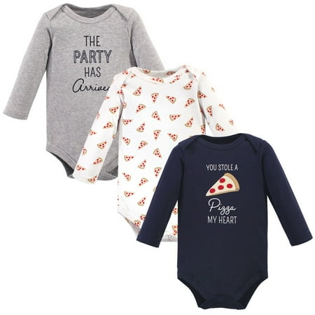 

Hudson Baby Infant Boy Cotton Long-Sleeve Bodysuits Pizza 0-3 Months