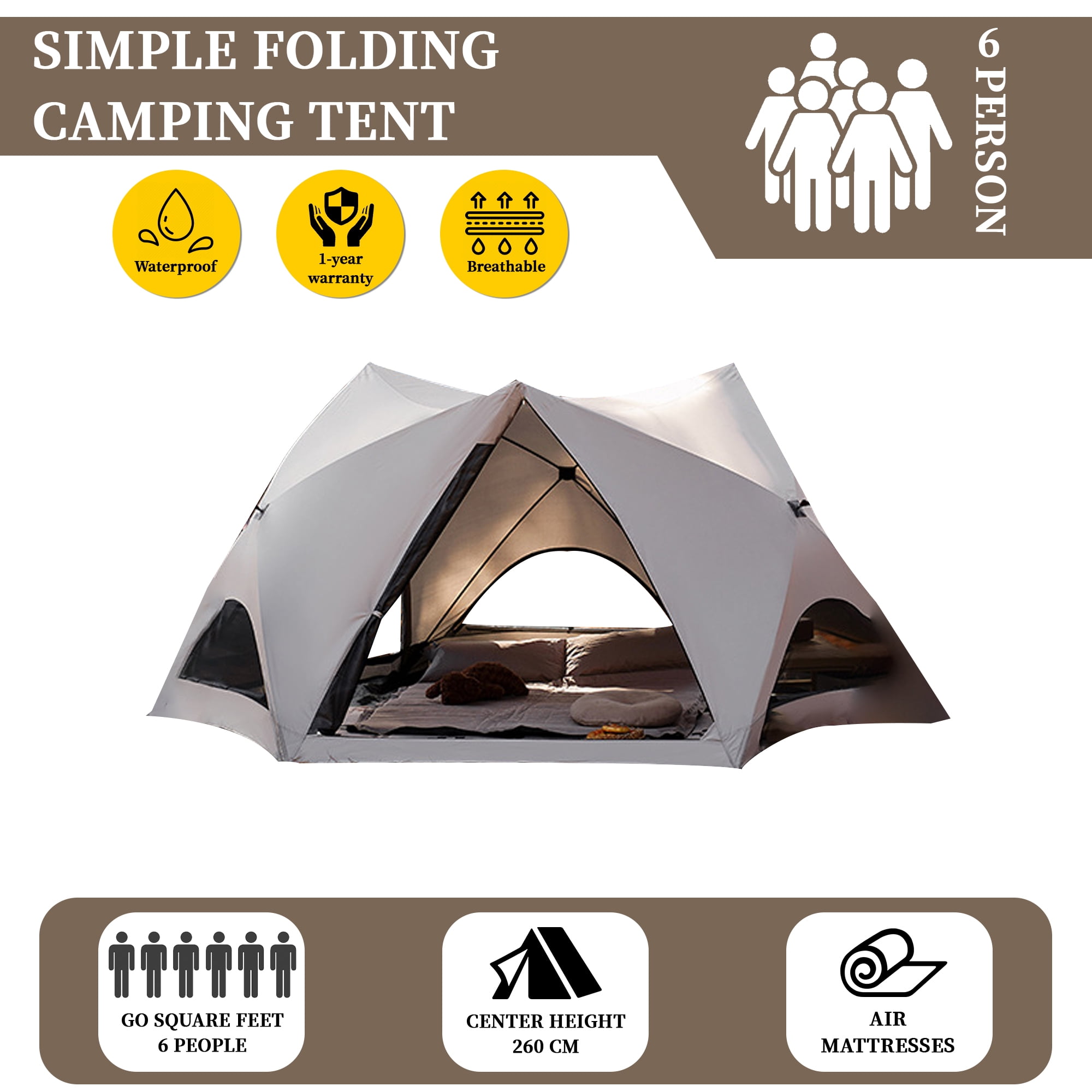 Nalwort Camping Tent  Backpacking 2 Person Waterproof Lightweight Easy Setup Instant 3000mm Waterproof Rating Outdoor Hiking Tent