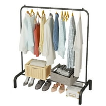 UDEAR Clothes Rack, 43.3 Inches Metal Clothing Garment Coat Rack with Bottom Shelf, Clothing Rack for Hanging Clothes, Coats, Skirts, Shirts, Sweaters, Black