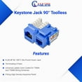 thumbnail image 2 of 10-Pack Cat5e/Cat6 Keystone Jack 90 Degree 110 Punchdown Network Ethernet Wall Jack Blue, 2 of 5