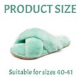 thumbnail image 3 of Pantuflas de piel mullida y esponjosa para mujer, chanclas con punta abierta, cómodas, con espuma viscoelástica, para el hogar, suaves, planas, antideslizantes, para spa, interior y exterior, 3 of 5