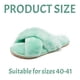 thumbnail image 3 of Pantuflas de piel mullida y esponjosa para mujer, chanclas con punta abierta, cómodas, con espuma viscoelástica, para el hogar, suaves, planas, antideslizantes, para spa, interior y exterior, 3 of 5