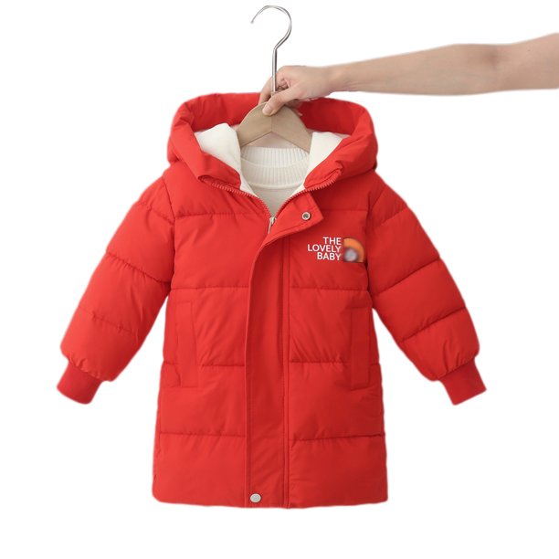 SYNPOS 27T Little Kid Girl Boy Hooded Fleece Parka Jacket Puffer Long Down Coat