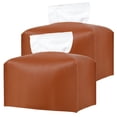 thumbnail image 1 of 2Pcs Tissue Box Covers Rectangular PU Leather Tissue Box Holder with Bottom Belt Decorative Facial Napkin Holder Waterproof Facial Paper Organizer Foldable Tissue Case Cube for Home, 1 of 8