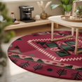 thumbnail image 3 of Round Rugs 4Ft, Red Western Round Area Rug Washable Indoor Throw Carpet, Southwestern Geometric Ethnic Art Soft Non Slip Circle Rug for Kitchen Nursery Room Home Decor Aesthetic, 3 of 8