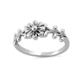 thumbnail image 3 of 925 Sterling Silver Oxidized Platinum Plated Flower Oxidized Women Valentines Day Gifts Ring, 3 of 4