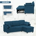 thumbnail image 3 of ACMEASE 84" Chenille Sectional Sleeper Sofa w/Adjustable Backrests, Pull Out Sofa Bed w/USB Charger Port& Reversible Storage Chaise,Convertible L-Shaped Sofa with Cup Holders for Living Room, Blue, 3 of 7