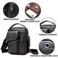 thumbnail image 3 of Bolso bandolera de cuero para hombre, estilo retro, pequeño, tipo bandolera, informal, con orificio para auriculares, para viaje, para almohadilla de 7,9", 3 of 8
