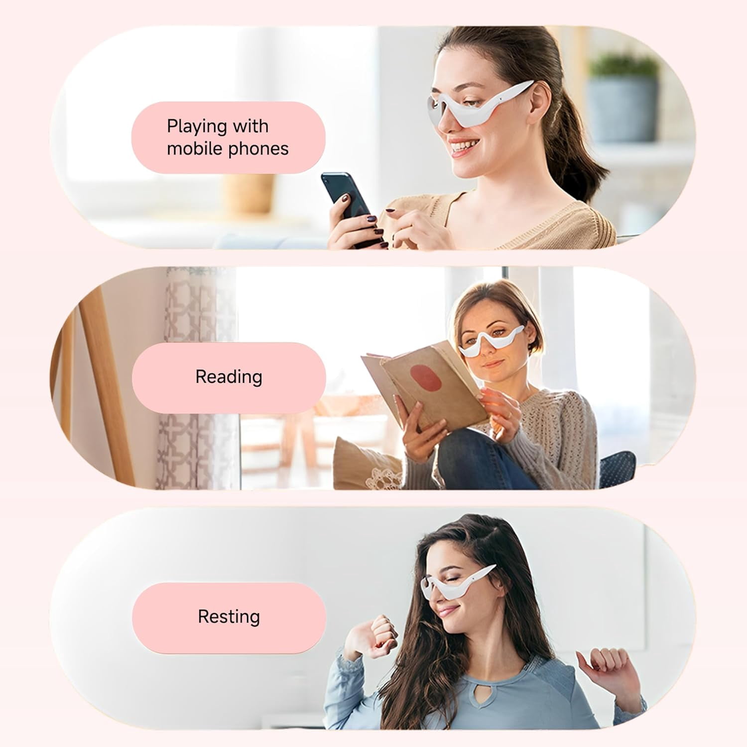 Under-Eye Red Light Therapy Device with Microcurren, 3D Contour Eye Massager for Dark Circles, Eye Bags & Wrinkles, Rechargeable Under Eye Treatment Device for Puffiness and Fine Lines