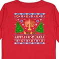 thumbnail image 4 of Inktastic Happy Chrismukkah Sweater Style with Menorah and Trees Boys or Girls Long Sleeve Toddler T-Shirt, 4 of 5