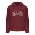 thumbnail image 5 of CFLVAEK Fuzzy Fleece Hoodies for Women Plus Size Mama Letter Graphic Hoodie Oversized Long Sleeve Hooded Pullovers Fall Winter Thermal Sweatshirts Wine M, 5 of 5