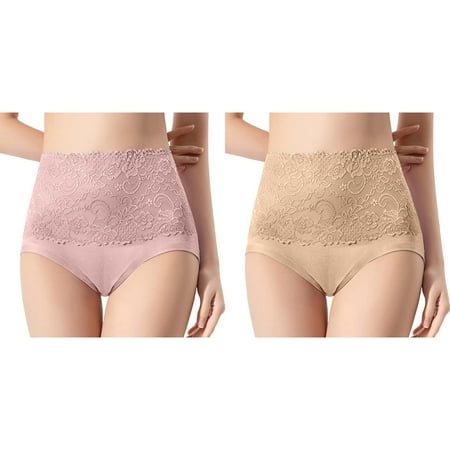 (2-Pack) Kcodviy Plus Size High Waist Silk Thong Striped Tangas No Show Control Underwear for Women Bikini Custom Thongs Women Big Panties Underwear Panties Thong