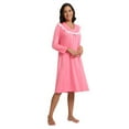 thumbnail image 5 of Women Soft Long Sleeve Nightgowns Lace Trim Pajamas Dress House Dresses, 5 of 7