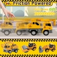 thumbnail image 3 of Chuvikid 4 Pcs Construction Truck Toy,Friction Powered Construction Truck Toys with Excavators,Cranes,Bulldozer,Road Roller,Gifts for Boys Ages 3-8, 3 of 7