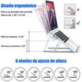 thumbnail image 2 of Soporte para Laptop Aluminio, Base para Laptop con 6 Niveles de Altura Ajustable, Diseño Antideslizante y Ventilado, Soporte para Computadora, Compatible con MacBook, Dell, HP, 10-15,6 Pulgadas, 2 of 5