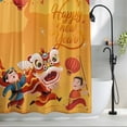thumbnail image 2 of Happy New Year Small Stall Shower Curtain, Waterproof Shower Curtains for Bathroom, Spring Festival Red Yellow Dragon Dance Washable Fabric Bath Curtain for Bathtub Decoration with Hooks 36x72 Inches, 2 of 9