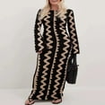 thumbnail image 3 of Femmes Enveloppé Robe Manches Longues Tricot à Rayures Casual Partie Robe de Printemps, 3 of 6