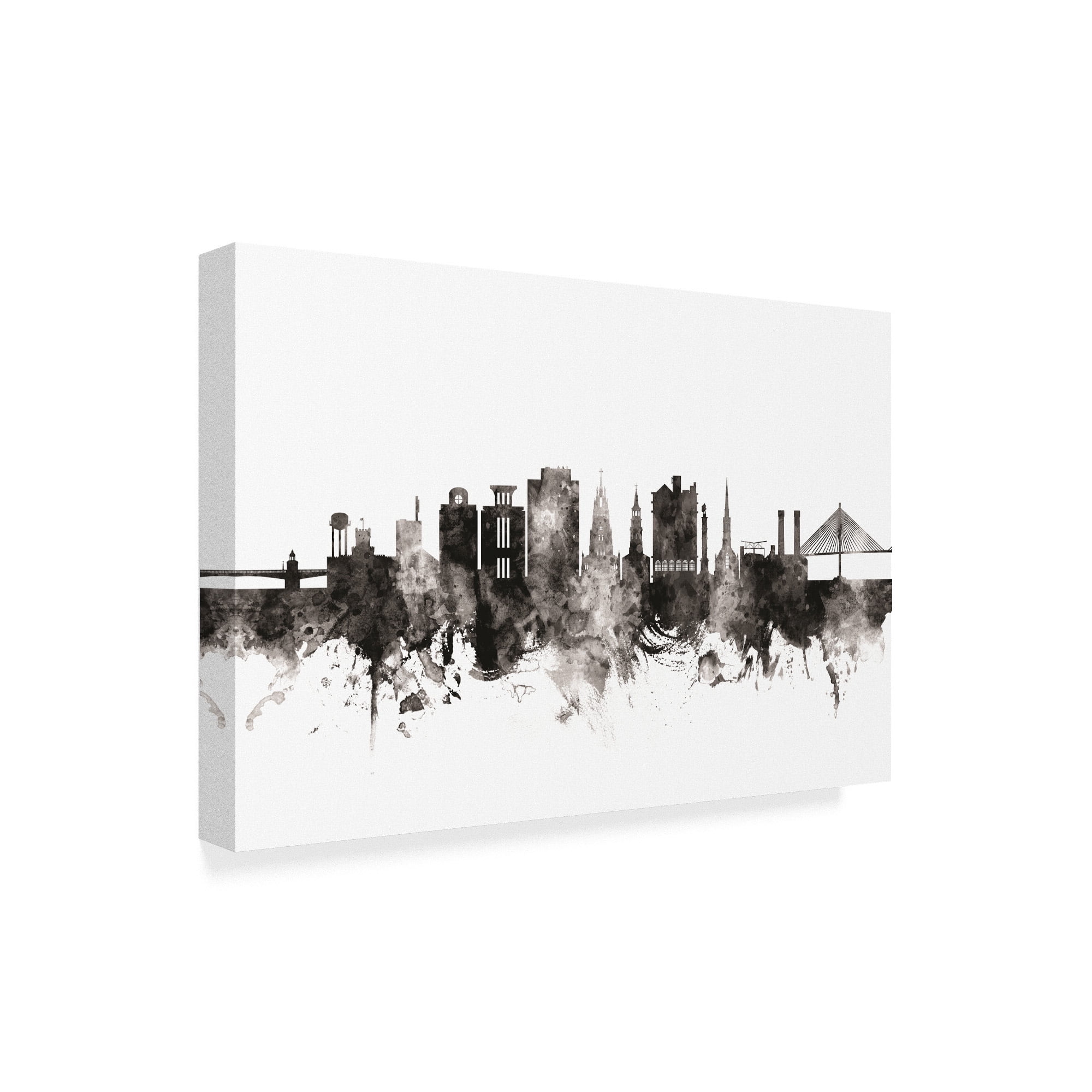 Trademark Fine Art 'Charleston South Carolina Skyline Black White' Canvas Art by Michael Tompsett
