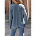 thumbnail image 4 of Womens Casual Crew Neck Shirt Lace Patchwork Blouses Pullover Sweaters Solid Color Long Sleeve Tunic Tops Blue S, 4 of 5