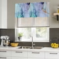 thumbnail image 4 of Teal Curtain Valances for Windows, Kitchen Valance Window Treatments Panel 2 Pack, Abstract Modern Marble Ink Painting Art Rod Pocket Short Curtains for Bathroom Bedroom 42 x 12 Inch, 4 of 8