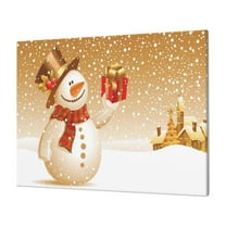 Daiia Christmas Snowman Gift Print Canvas Decorative Picture – 30x40in Artistic Wall Art, Ready-to-Hang Canvas Print for Living Room（Horizontal）