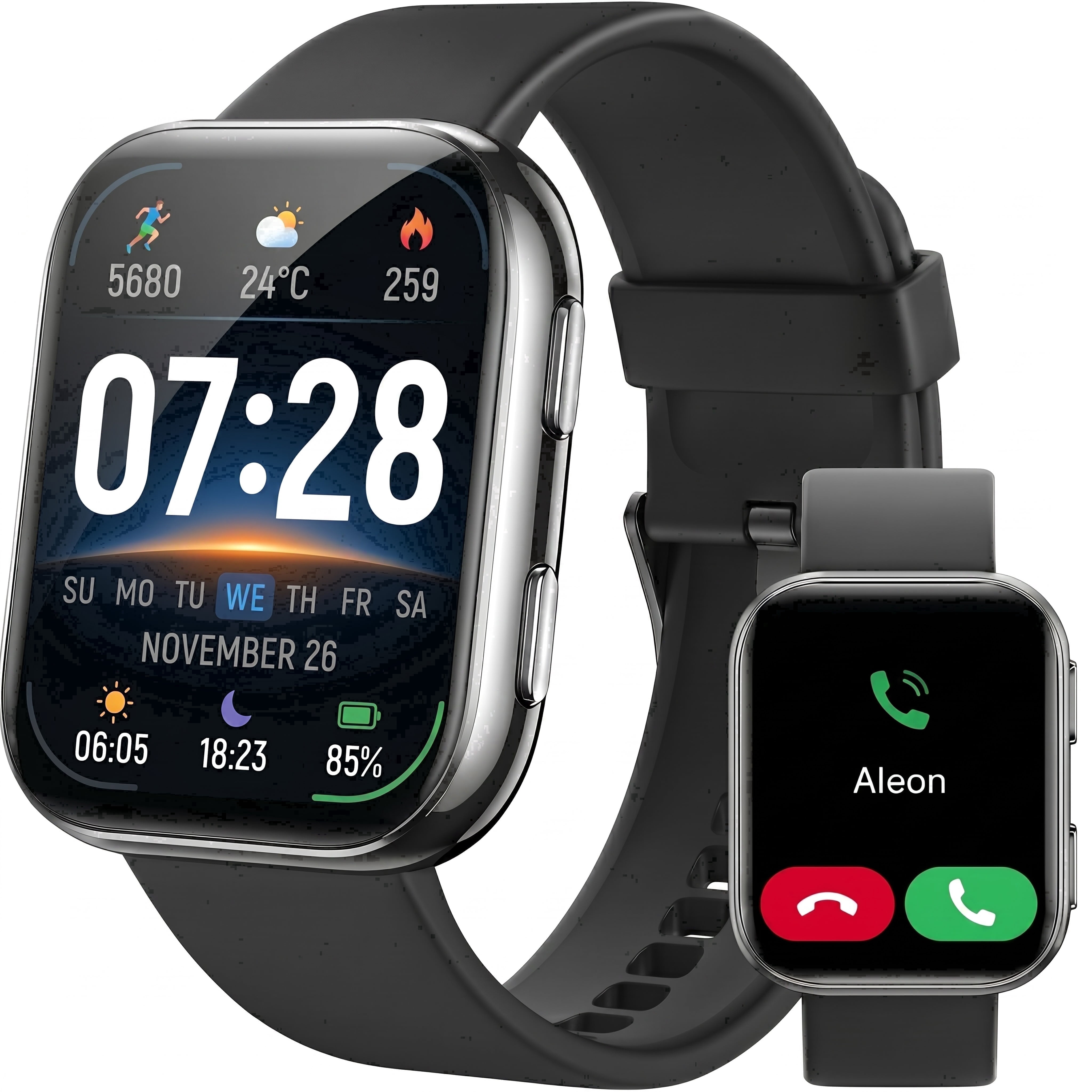 Smart Watch for Men Women, 1.83-inch IP68 Waterproof Smartwatch with Bluetooth Call (Answer/Make Calls), 100+ Sports Modes Fitness Tracker, Compatible with Android and iPhone, Gift Black