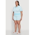 thumbnail image 4 of Womens Plus Size Daisy Striped Cropped Polo Shirt, 4 of 5