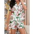 thumbnail image 3 of Christmas Pajama Set for Women Short Sleeve Tops + Elastic Waist Shorts Pjs Loungewear Set Holiday Sleepwear, 3 of 6