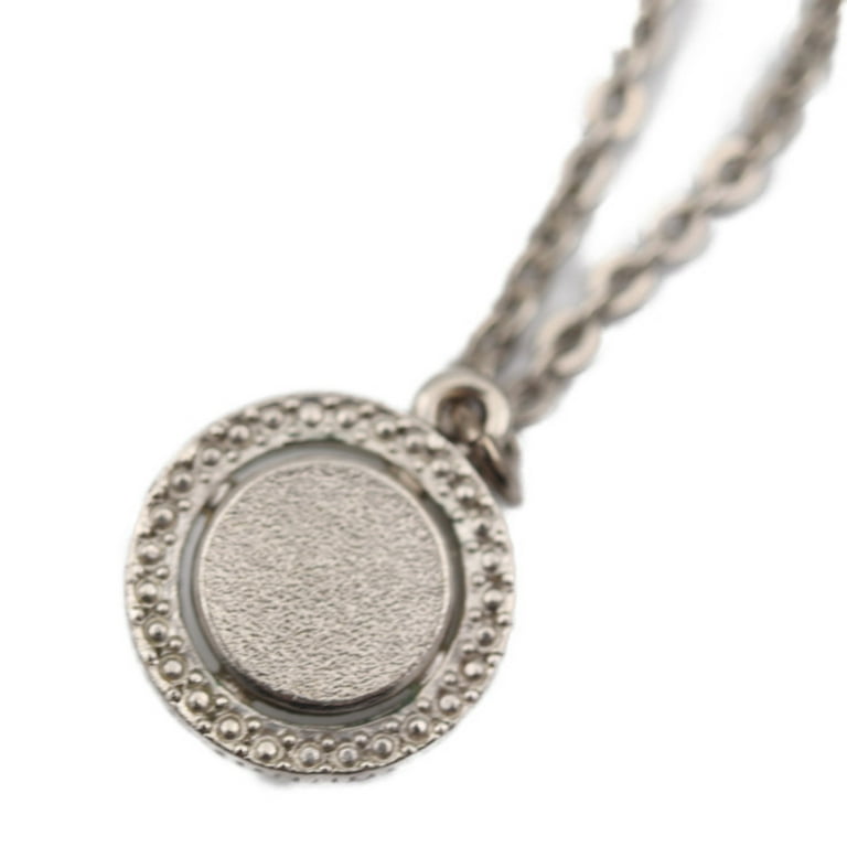 Pre-Owned CHANEL Chanel necklace metal fake pearl rhinestone silver white coco  mark pendant (Good) 