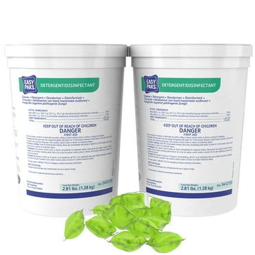 Diversey 5412135 Easy Paks Detergent Disinfectant, Cleans & Deodorizes Hard Surfaces, Lemon Scent, 90-Paks Per Container (Pack Of 2)