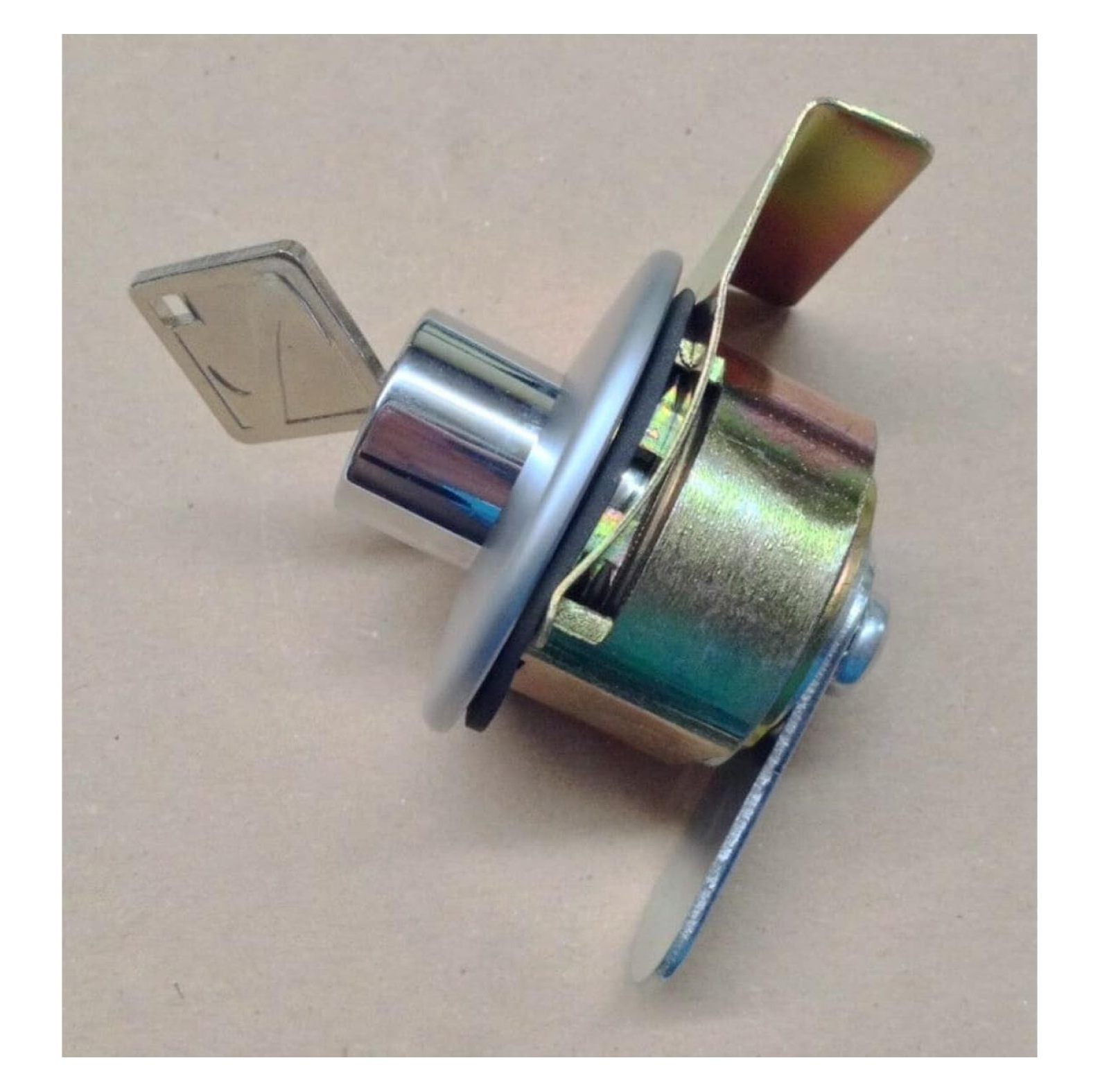 Push Button Lock Cylinder - Old Style Toolbox Lock Replacement - Round Alloy Steel Keyed Cylinder - Polished Finish - Compact Security Lock for Toolboxes & Cabinets